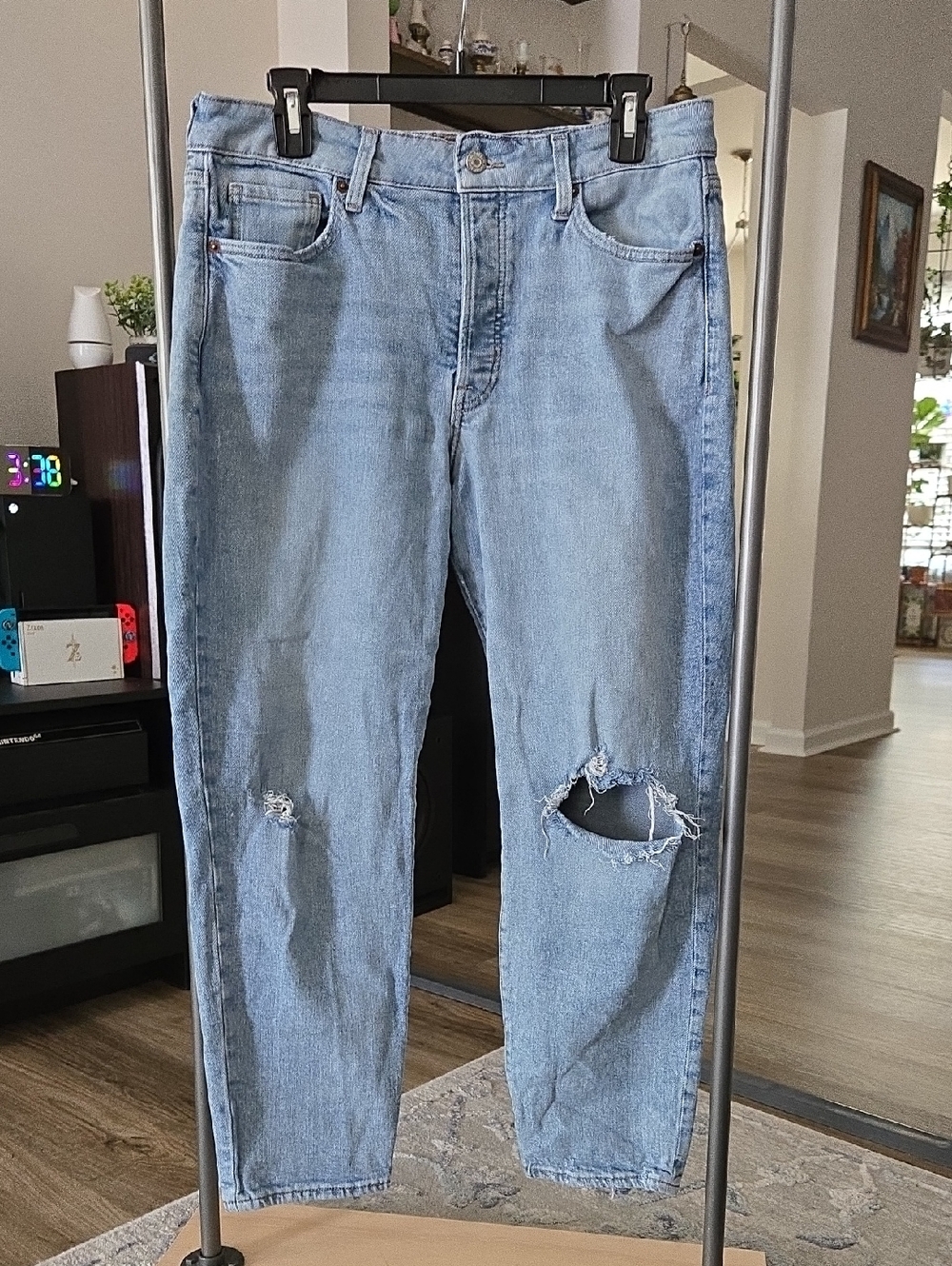 Old Navy Light Blue Denim Jeans with Tan Contrast Stitching